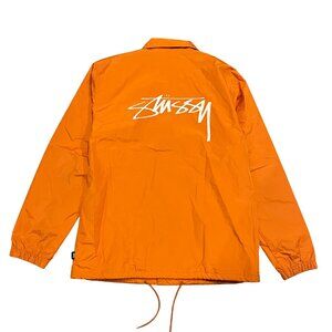 Stussy Orange Jacket Cruize Mens Large Logo Coach Skater Windbreaker Rain Lined